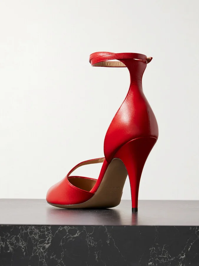 Ferragamo - Molly Embellished Leather Pumps - Red - Image 3