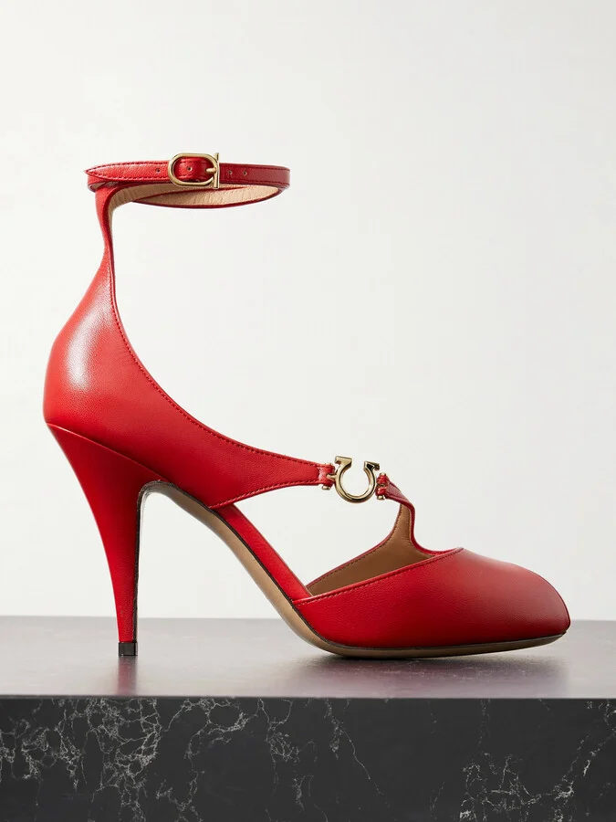 Ferragamo - Molly Embellished Leather Pumps - Red