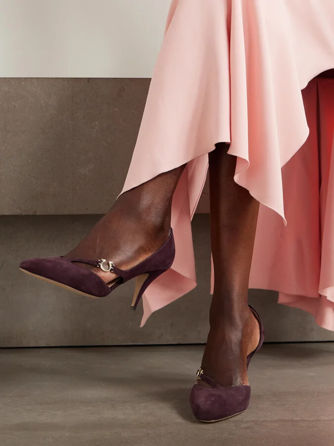 Ferragamo - Moreen 70 Suede Pumps - Burgundy - Image 2