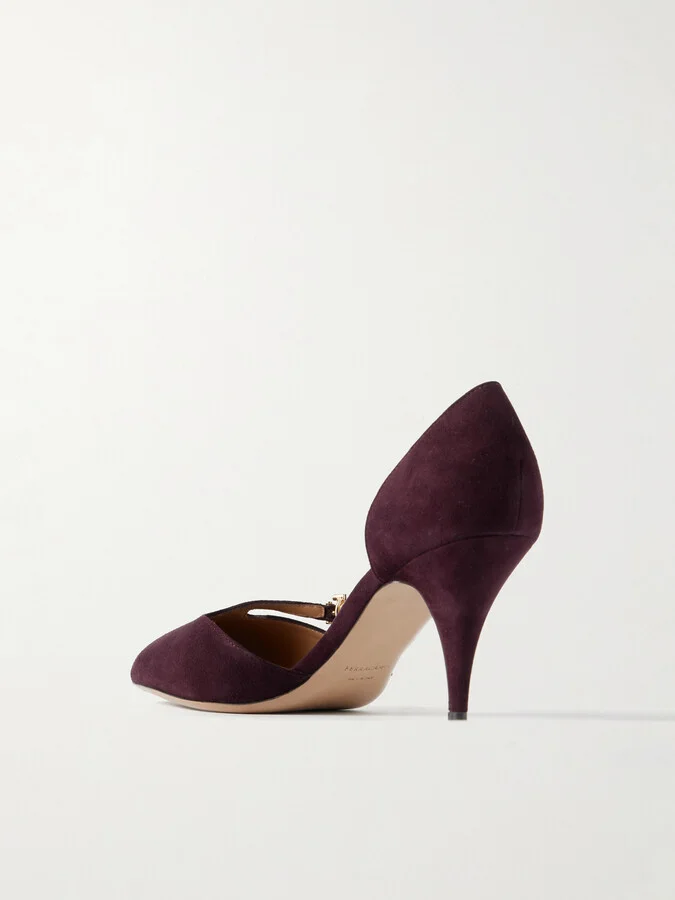 Ferragamo - Moreen 70 Suede Pumps - Burgundy - Image 3