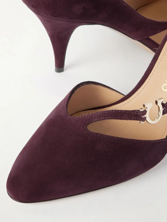 Ferragamo - Moreen 70 Suede Pumps - Burgundy - Image 4