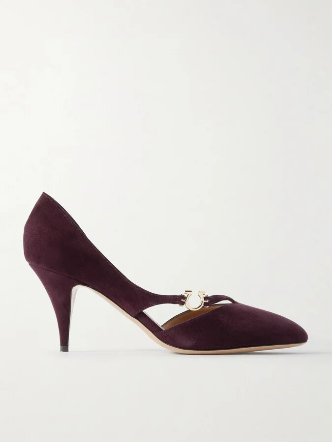 Ferragamo - Moreen 70 Suede Pumps - Burgundy
