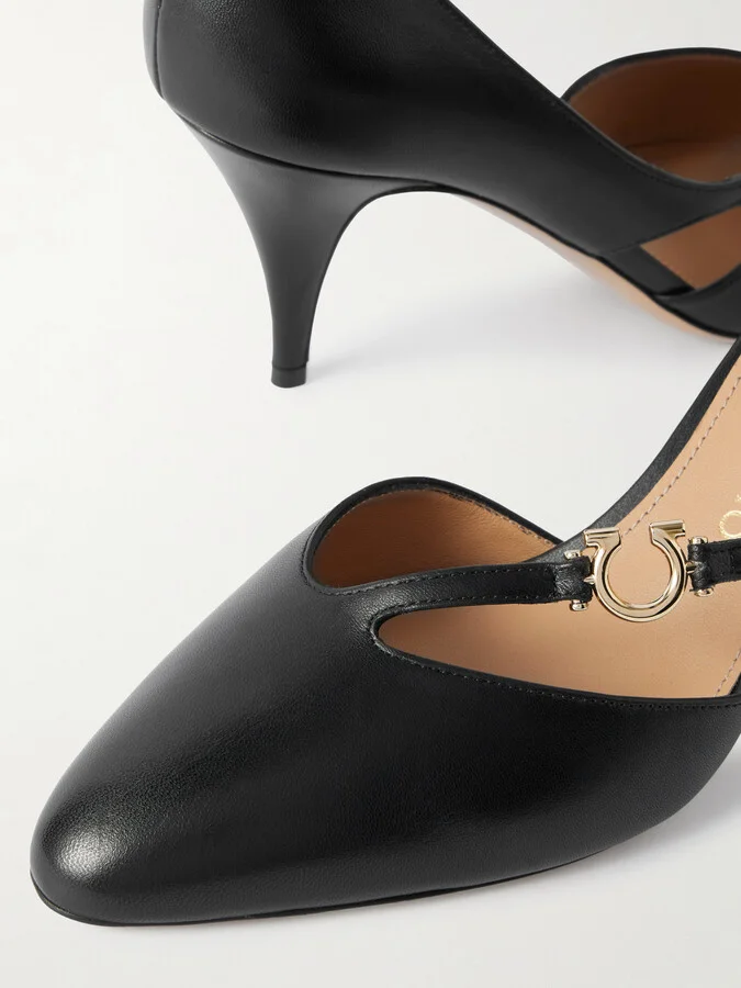 Ferragamo - Moreen Embellished Leather Pumps - Black - Image 4
