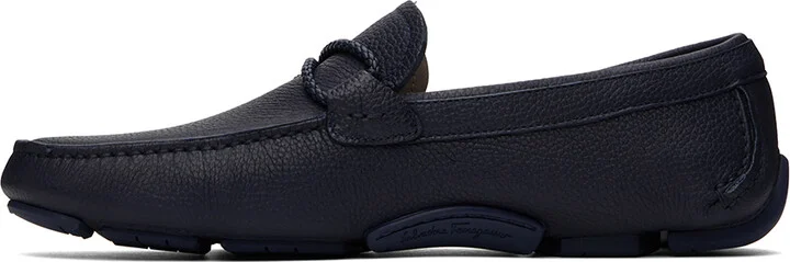 Ferragamo Navy Driver Loafers - Image 3