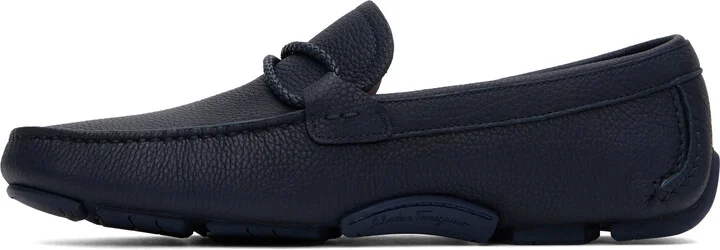 Ferragamo Navy Driver Loafers - Image 3