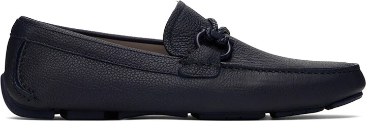 Ferragamo Navy Driver Loafers