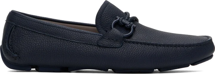 Ferragamo Navy Driver Loafers