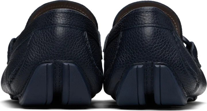 Ferragamo Navy Gancini Ornament Driver Loafers - Image 2