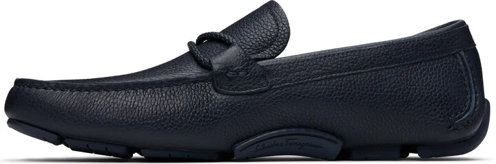 Ferragamo Navy Gancini Ornament Driver Loafers - Image 3