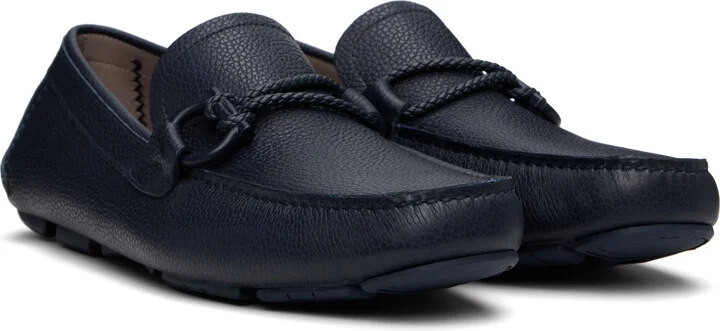 Ferragamo Navy Gancini Ornament Driver Loafers - Image 4