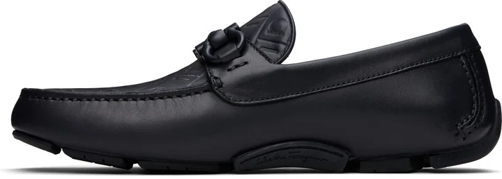 Ferragamo Navy Gancini Ornament Driver Loafers - Image 3