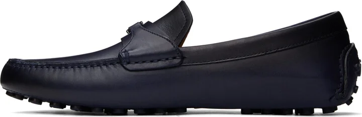 Ferragamo Navy Gancini Ornament Loafers - Image 3