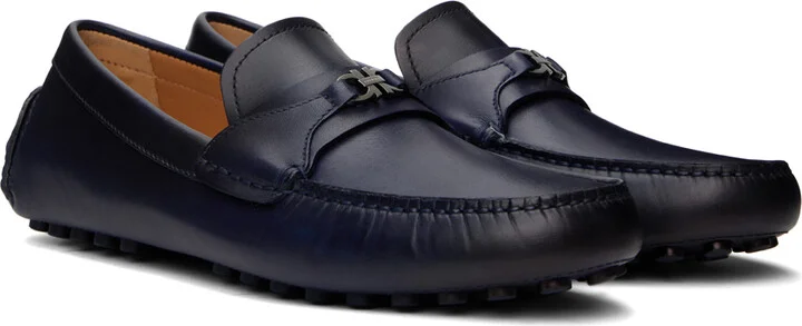 Ferragamo Navy Gancini Ornament Loafers - Image 4
