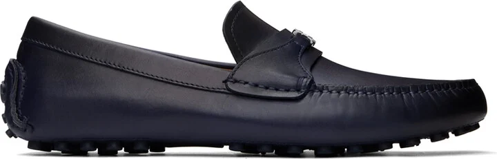 Ferragamo Navy Gancini Ornament Loafers