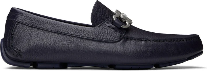 Ferragamo Navy Gancini Ornament Loafers