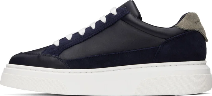 Ferragamo Navy Low Cut Gancini Outline Sneakers - Image 3