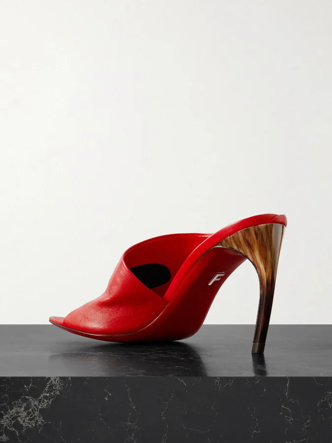 Ferragamo - Nymphe Leather Mules - Red - Image 3