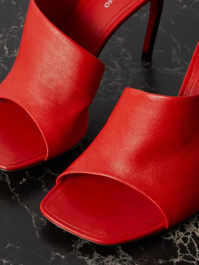 Ferragamo - Nymphe Leather Mules - Red - Image 4