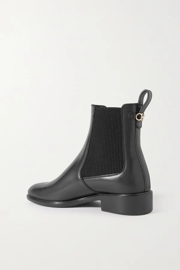 Ferragamo - Oddo Embellished Glossed-leather Ankle Boots - Black - Image 3