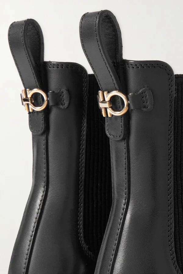 Ferragamo - Oddo Embellished Glossed-leather Ankle Boots - Black - Image 4