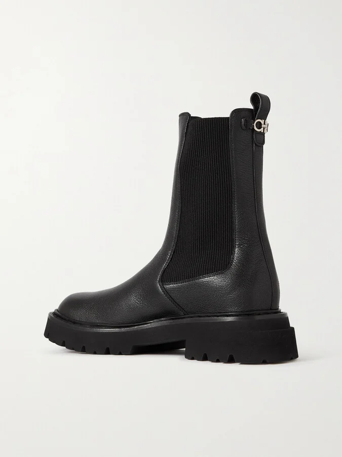 Ferragamo - Oderico Logo-embellished Textured-leather Chelsea Boots - Black - Image 3