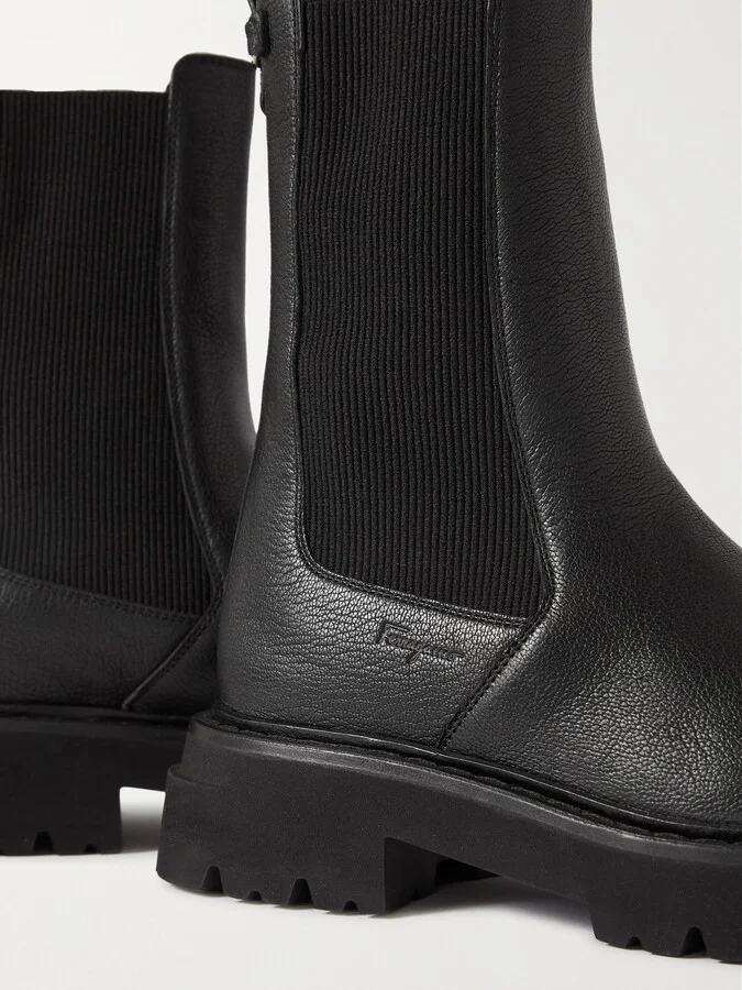 Ferragamo - Oderico Logo-embellished Textured-leather Chelsea Boots - Black - Image 4