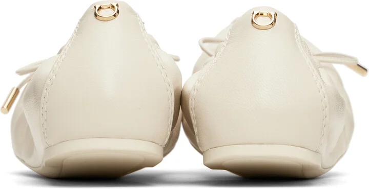 Ferragamo Off-White Elasticated Ballerina Flats - Image 2