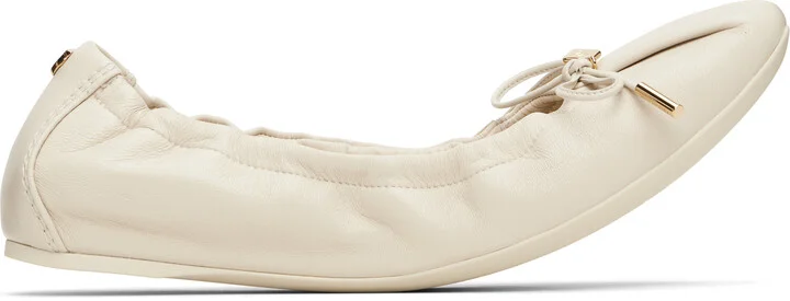 Ferragamo Off-White Elasticated Ballerina Flats