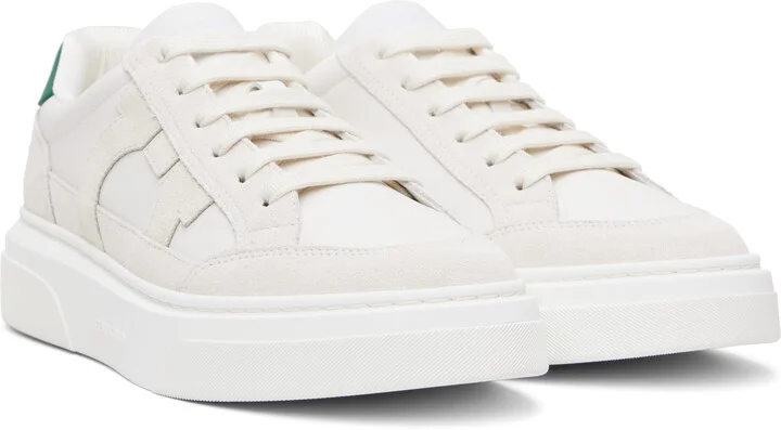Ferragamo Off-White Low Cut Gancini Outline Sneakers - Image 4