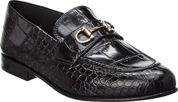 Ferragamo Ottone Croc-Embossed Leather Loafer
