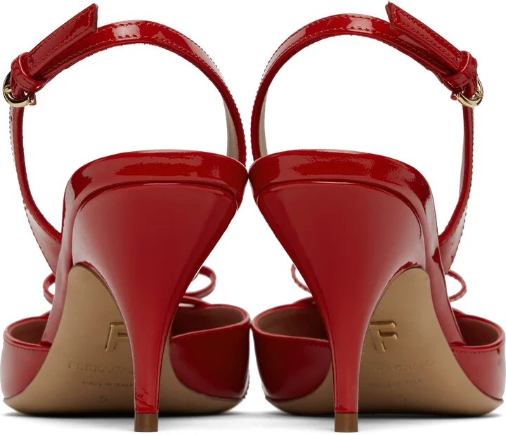 Ferragamo Red Gylla Mini Bow Pump Heels - Image 2