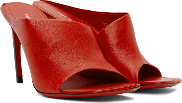 Ferragamo Red Nymphe Mules - Image 4