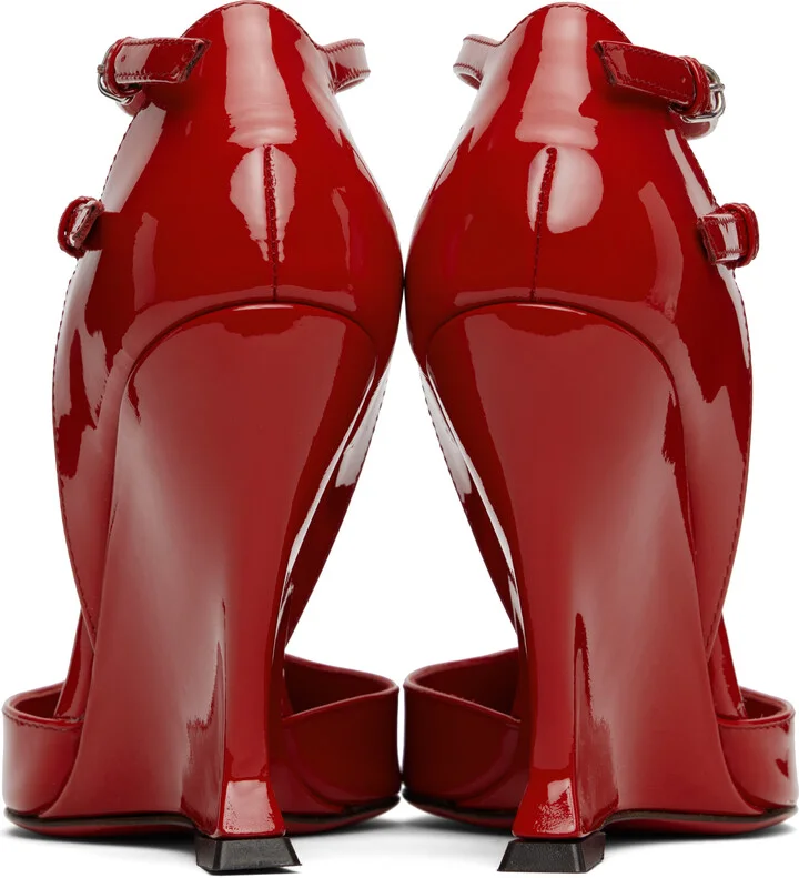Ferragamo Red Vidya Wedge Heels - Image 2