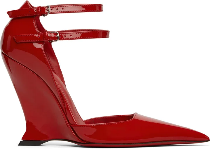 Ferragamo Red Vidya Wedge Heels