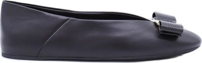 Ferragamo Round Toe Bow Detailed Ballet Flats