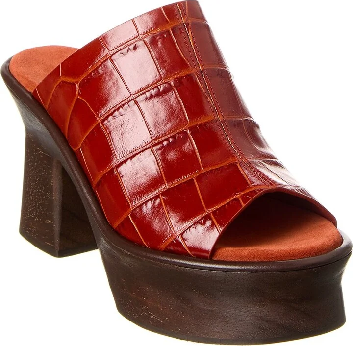 Ferragamo Samanta Croc-Embossed Leather Platform Sandal