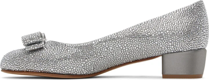 Ferragamo Silver Vara Bow Heels - Image 3
