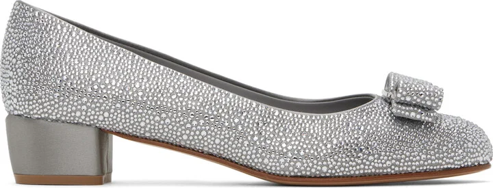 Ferragamo Silver Vara Bow Heels