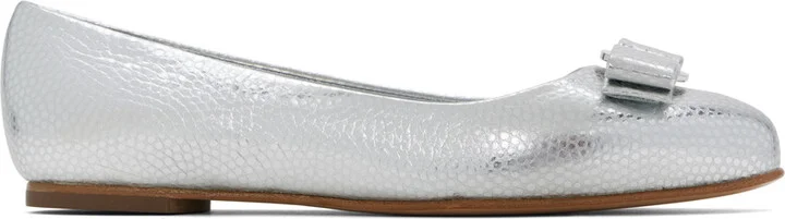 Ferragamo Silver Varina Ballerina Flats