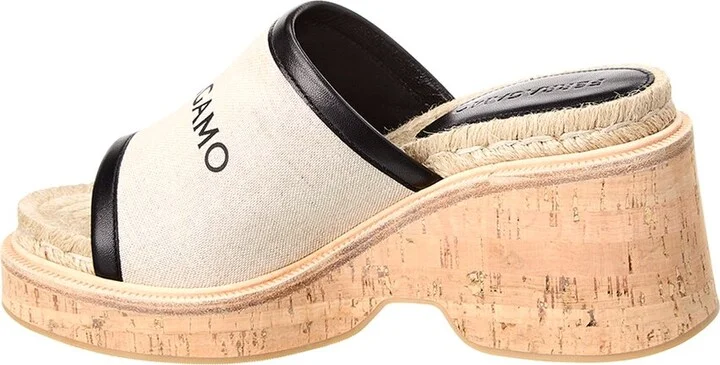 Ferragamo Sole Canvas & Leather Platform Sandal - Image 2