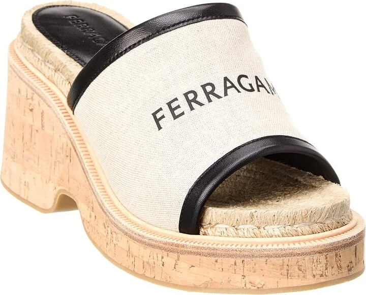 Ferragamo Sole Canvas & Leather Platform Sandal