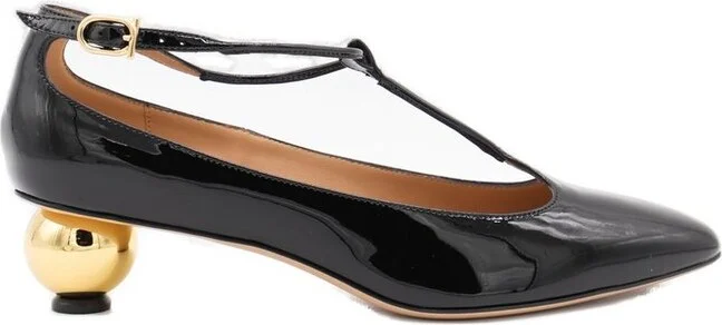 Ferragamo Spherical Heel T-Strap Pumps