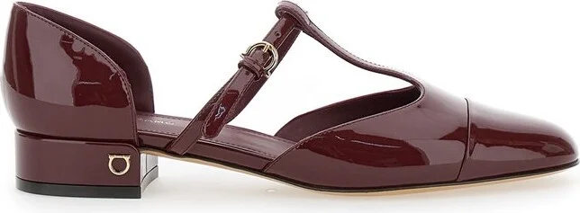 Ferragamo T-Strap Almond Toe Ballet Flats