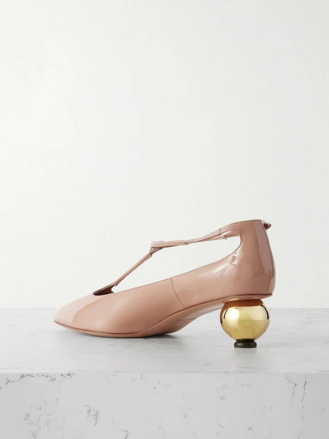 Ferragamo - Tania Patent-leather Mary Jane Pumps - Neutrals - Image 3
