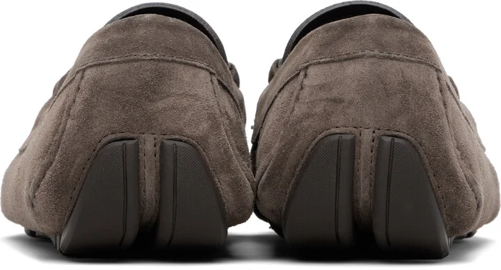Ferragamo Taupe Gancini Ornament Driver Loafers - Image 2