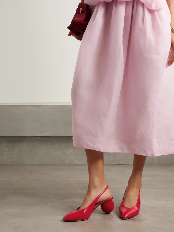 Ferragamo - Tessie Leather And Suede Slingback Pumps - Red - Image 2