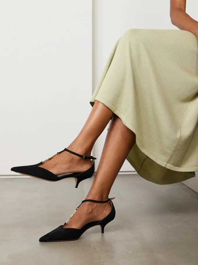 Ferragamo - Traci Embellished Suede Pumps - Black - Image 2