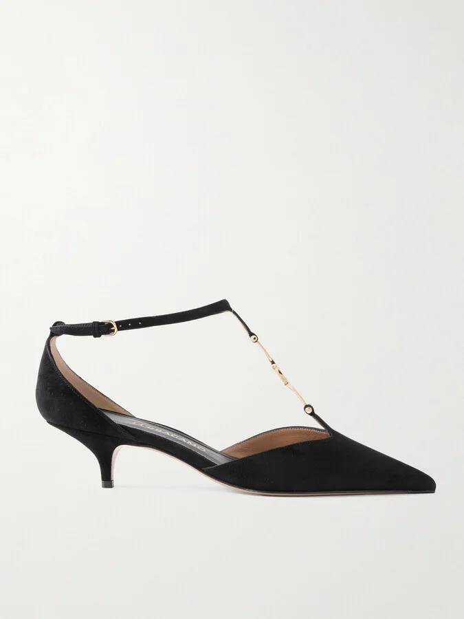 Ferragamo - Traci Embellished Suede Pumps - Black