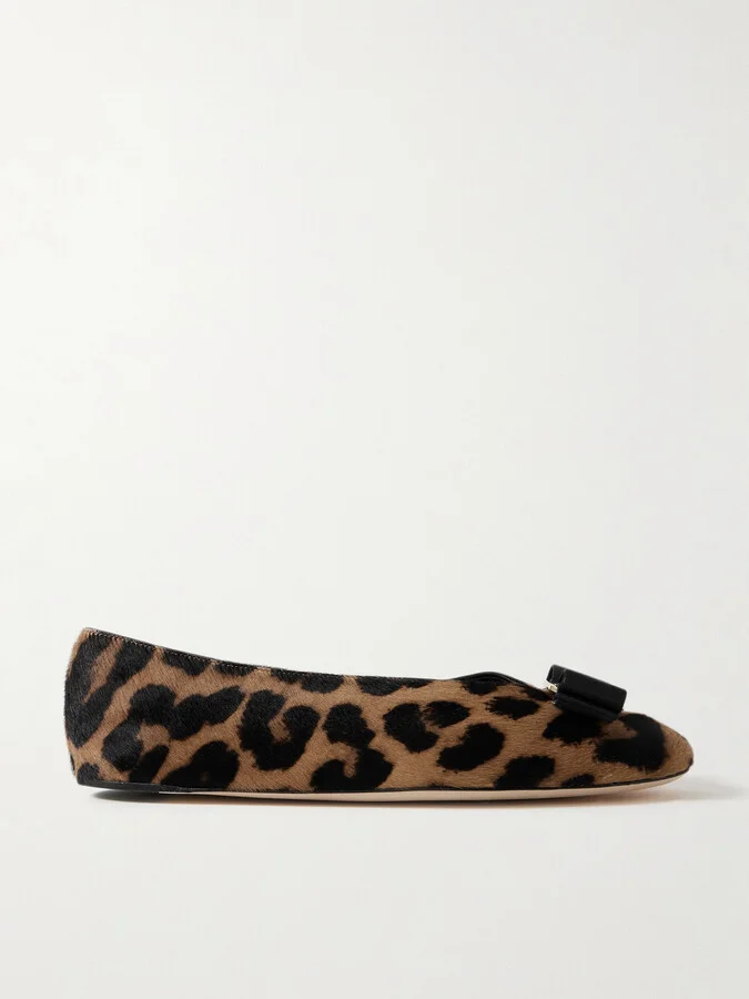Ferragamo - Vanna Leopard-print Calf Hair Ballet Flats - Animal print