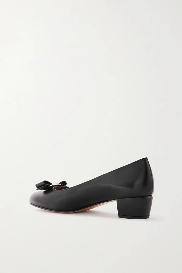 Ferragamo - Vara Bow-embellished Leather Pumps - Black - Image 3